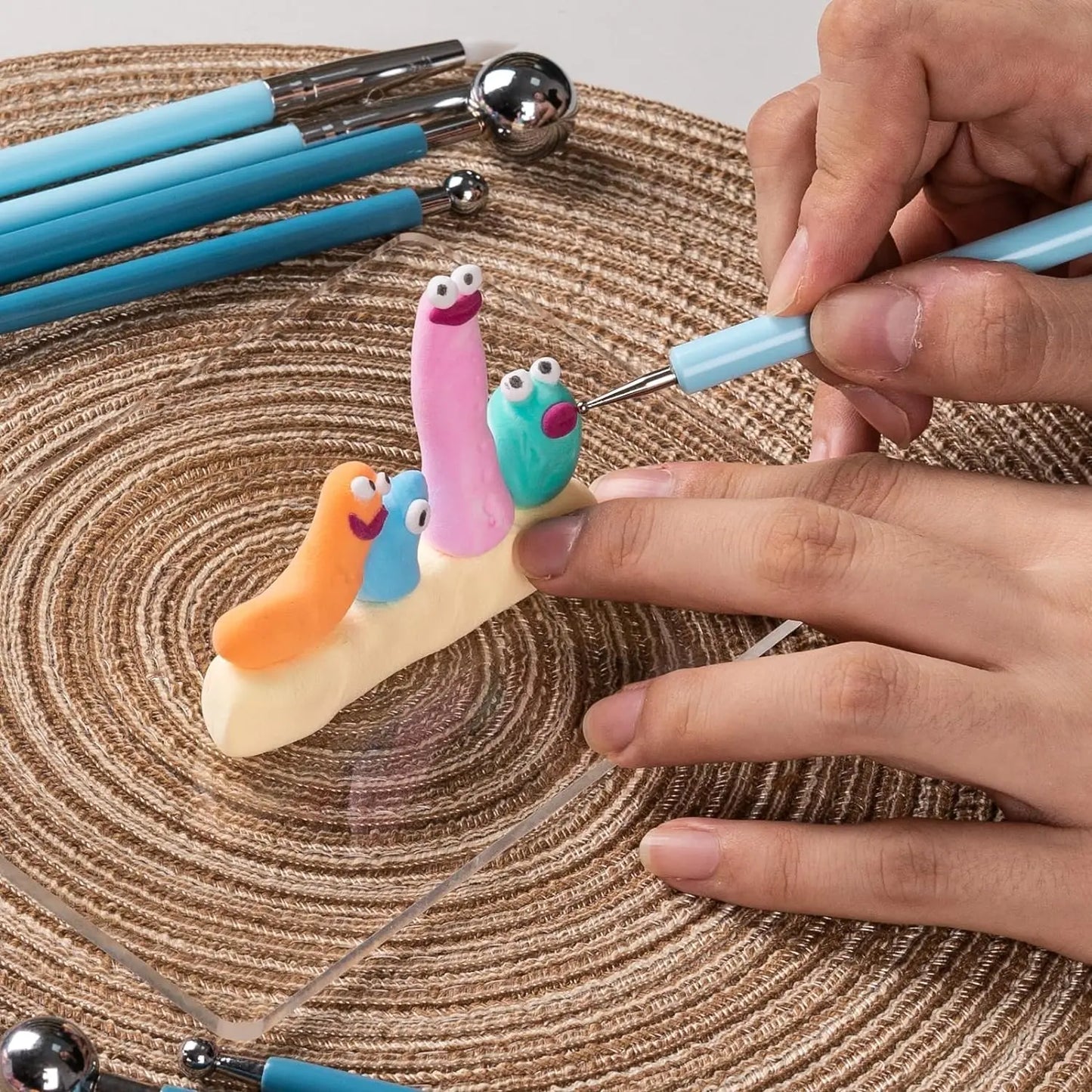 MMOOKA Polymer Modeling Clay Sculpting Tools Dotting Pen Ball Stylus, Pottery Ceramic Clay Indentation Tools Set for DIY Nail Art CraftMMOOKA.COM