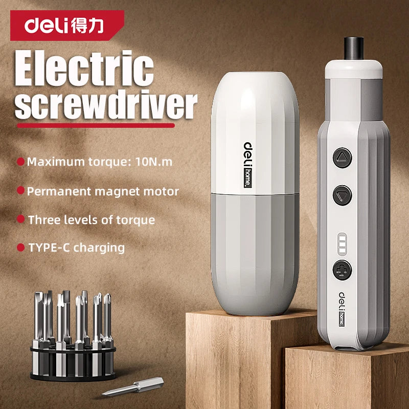DELI Electric Screwdriver Set Home Cordless Electric Dril USB Rechargeable Multi-function Disassembly Torque Repair Tools Kit