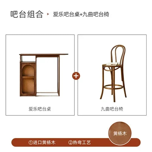 MMOOKA Retro Solid Wood Bar Cabinet Simple Living Room Partition Bar Table Balcony Kitchen Island Sideboard Cabinet Chest of Drawers