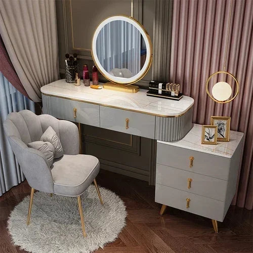 MMOOKA Nordic dressing table small apartment bedroom multi-functional modern minimalist light luxury paint makeup table dresser vanity