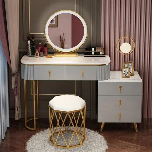 MMOOKA Nordic dressing table small apartment bedroom multi-functional modern minimalist light luxury paint makeup table dresser vanity