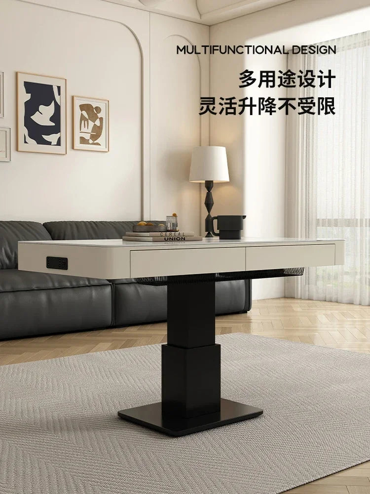 MMOOKA Modern Simple Lifting Coffee Table Dual-Use Living Room Creative Solid Wood Coffee Table