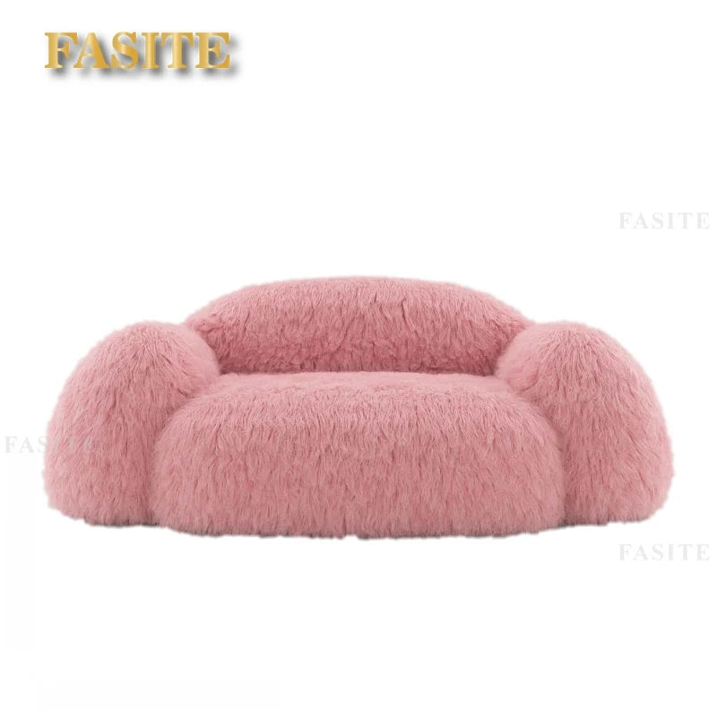 Italian girl pink plush lazy tatami minimalist caterpillar single small apartment