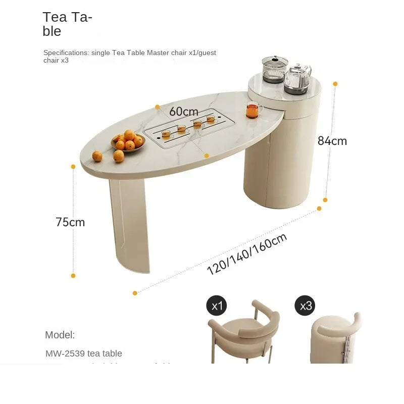 MMOOKA Balcony Small Tea Table Stone Plate Light Luxury Tea Making Table Kung Fu Tea Table Modern