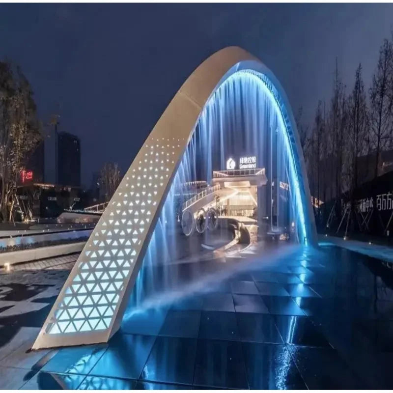 ANTNX Custom. Curtain of Rain Stainless Steel Waterfall Outlet Rockery Flowing Overlapping Curtain Wall Running Wate ANTNX.COM