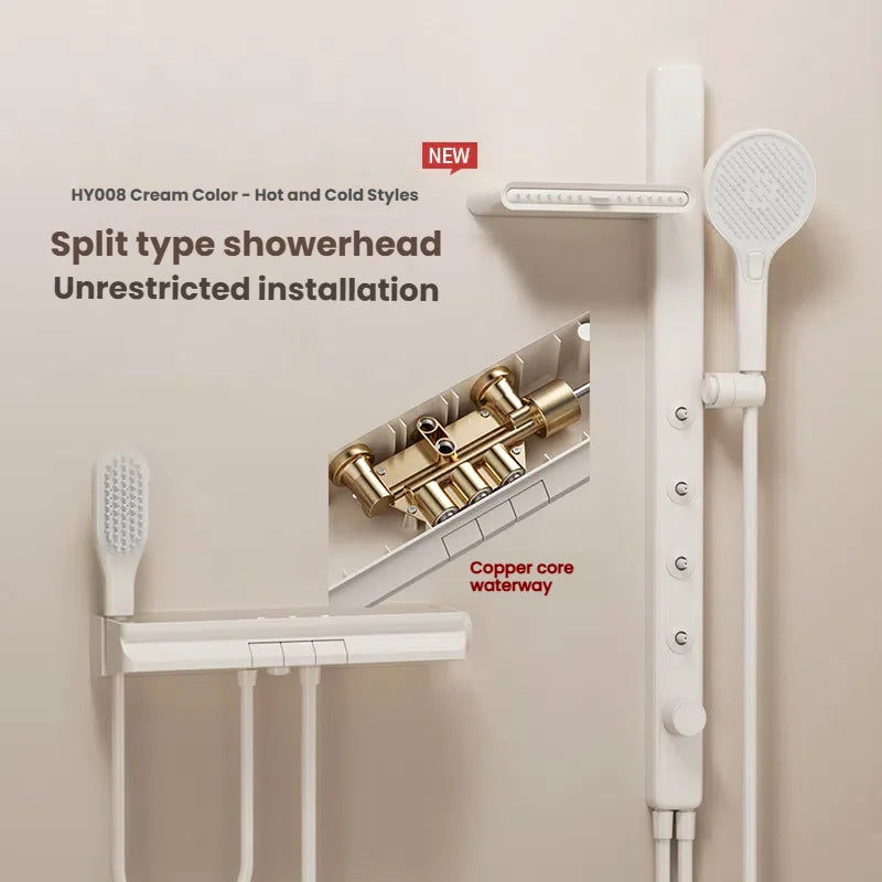 MMOOKA Shower System Set Milk White Bathroom Split Shower Multifunction Shoulder Waist Spouts Household Pressurized Shower Set MMOOKA.COM