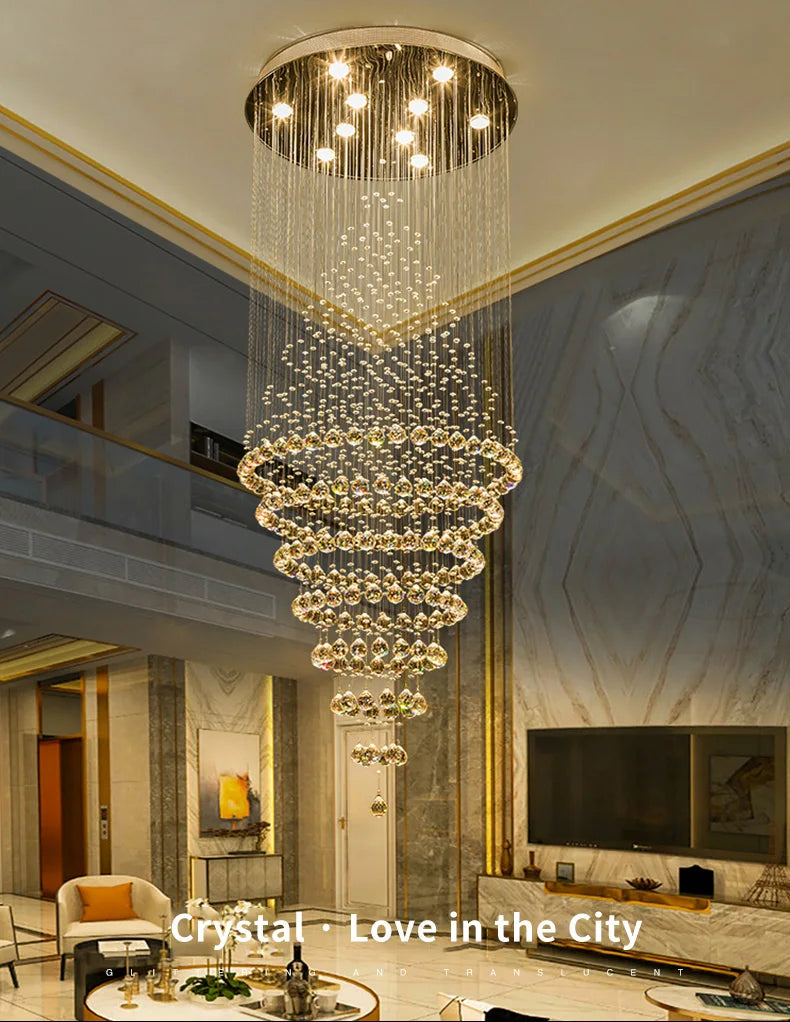 Duplex Staircase Chandelier Villa Club Living Room Chandelier Middle Floor Restaurant Chandelier Postmodern Crystal Chandelier