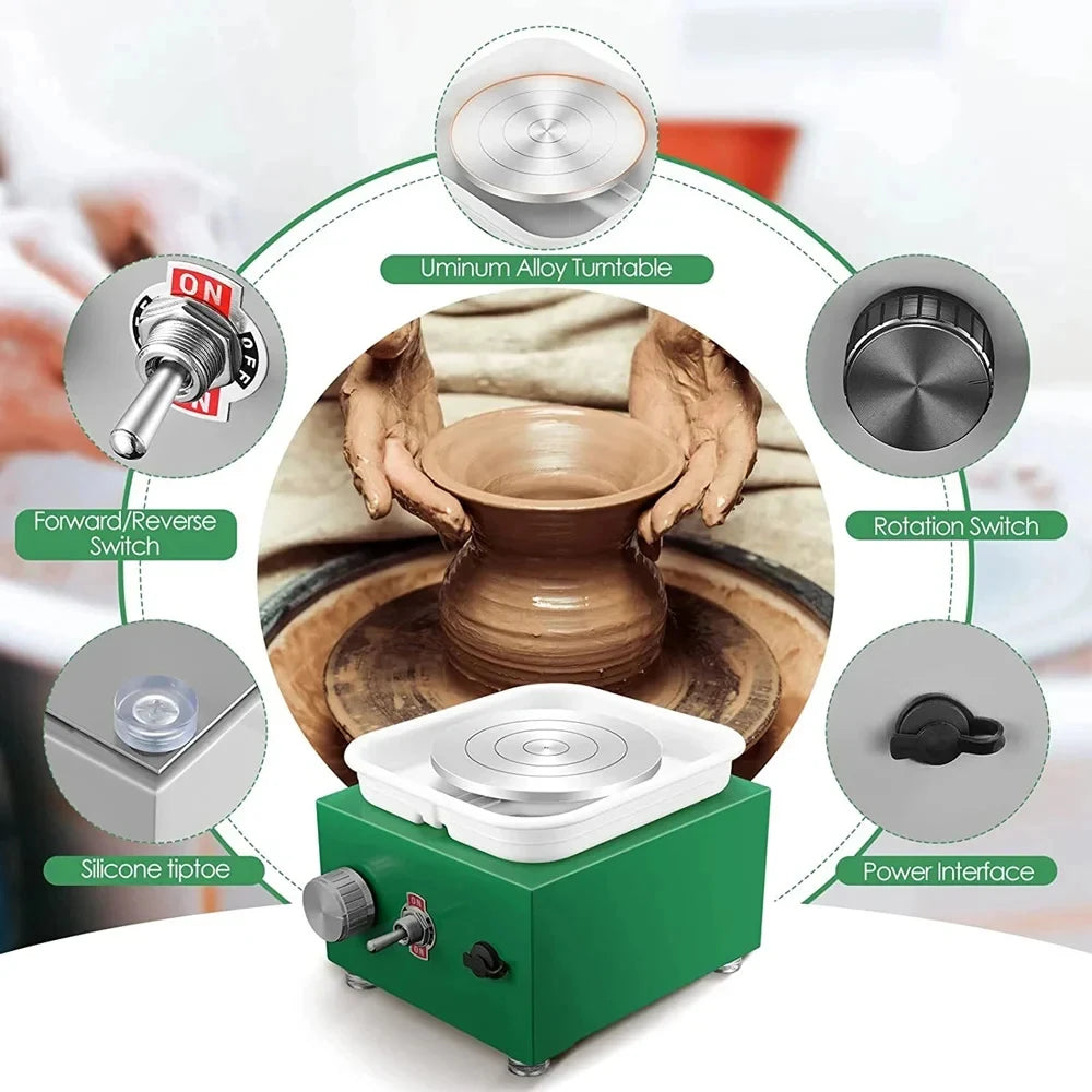 MMOOKA MMOOKA Electric Pottery Wheel Machine, Mini Pottery Forming Machine, Pottery Machine with Clay Sculpting Tools, 10CM Pottery TurntableMMOOKA.COM