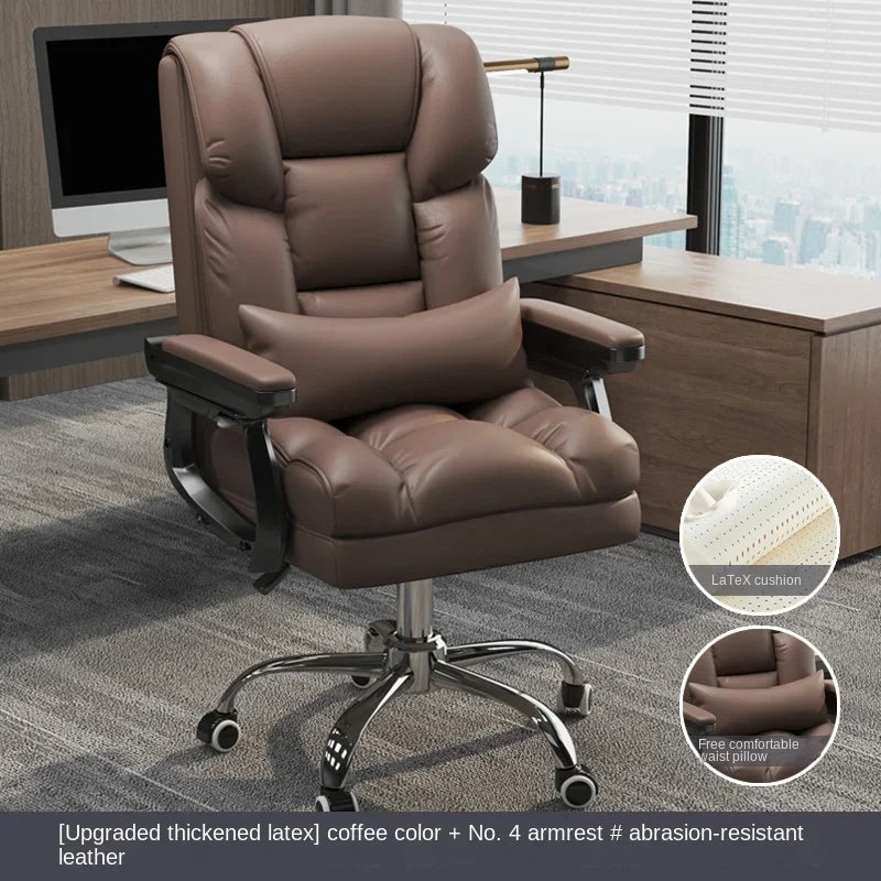 MMOOKA Rolling Leather Office Chairs Work Kneeling Gaming Nordic Office Chairs Comfy Arm Reading Chaise De Bureau Furnitures Wrx