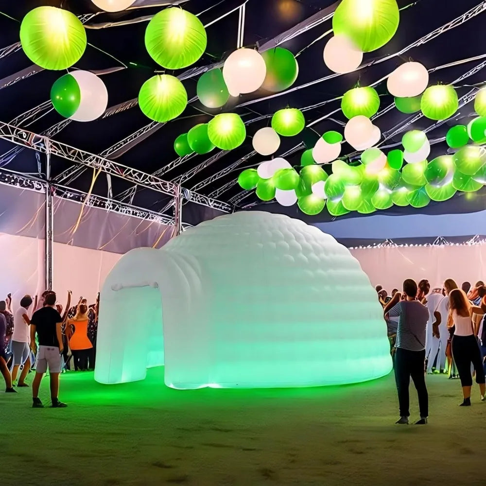 ANTNX Outdoor Portable Inflatable Igloo Dome Tent With Built-In RGB Light Black Dome House For Club Party Wedding Event Decoration ANTNX.COM