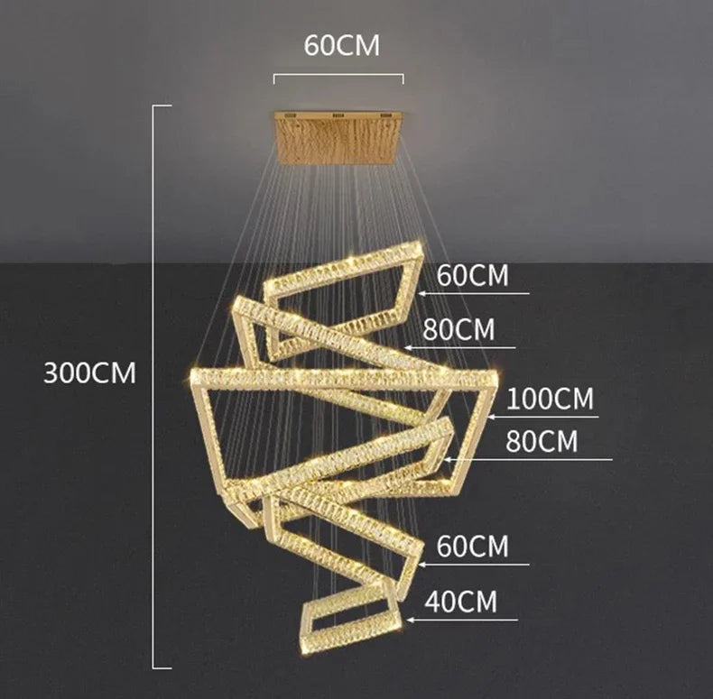 Modern Luxury Home Decoration Crystal Chandelier Stair Hotel Lobby Villa Hanging Lamp Interior Lighting Lusters Luminaires