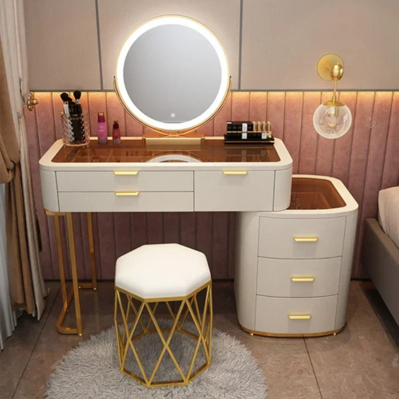 MMOOKA Dressing Table With Mirror Bedroom Dresser Storage Cabinet Dressing Table Dresser Vanity Table Bedroom Furniture For Make up