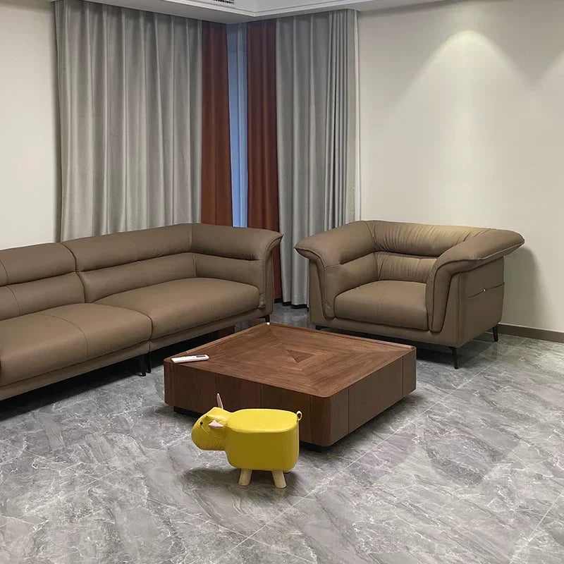 MMOOKA Italian Style Minimalist Square Designer Coffee Table Solid Wood Storage Living Room Luxury Modern Table Basse Home Furniture