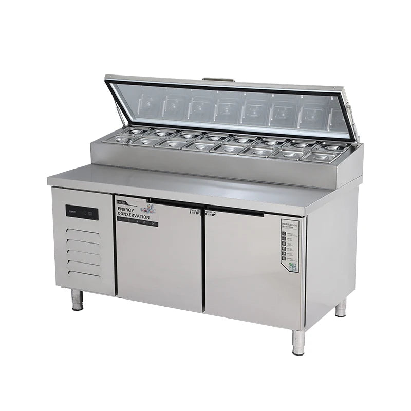 ANTNX 60 Inches 2 Door Mega Top Sandwich Prep Table Refrigerator -Refrigerated Salad Prep Station Counter Table ANTNX.COM