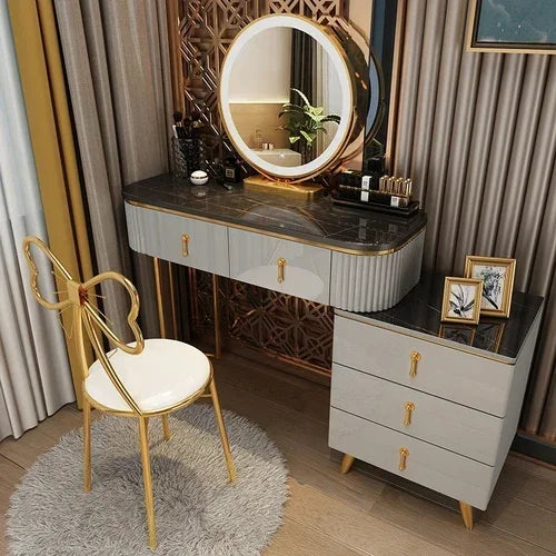 MMOOKA Nordic dressing table small apartment bedroom multi-functional modern minimalist light luxury paint makeup table dresser vanity