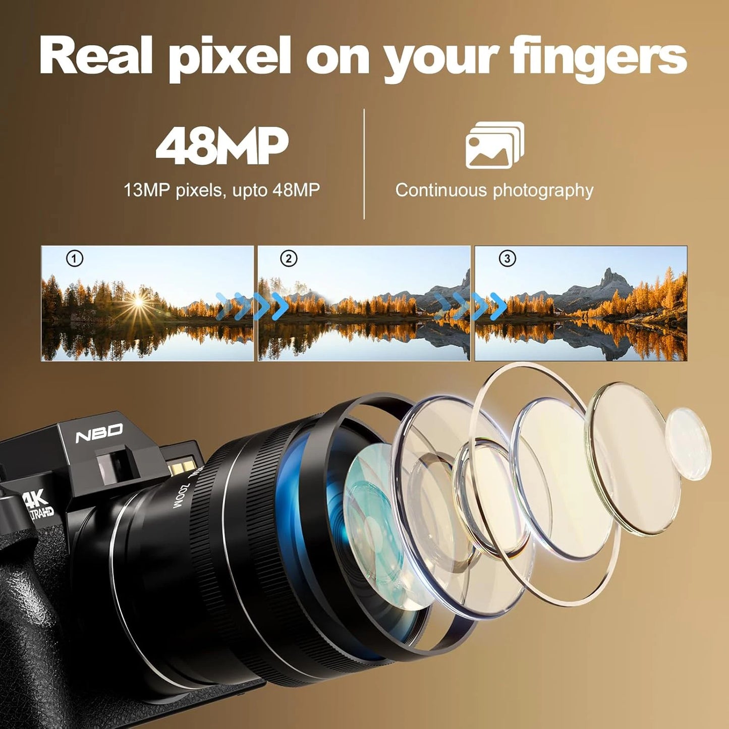 MMOOKA NBD Digital Camera 48MP 4K Video Camera 3.0 Inch Flip Screen Camcorder Vlogging Camera and 16X Digital Zoom Photography Camera