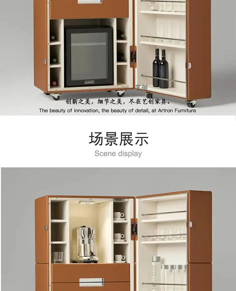 MMOOKA Light luxury simple leather red wine storage wine cabinet villa home designer high-end solid wood