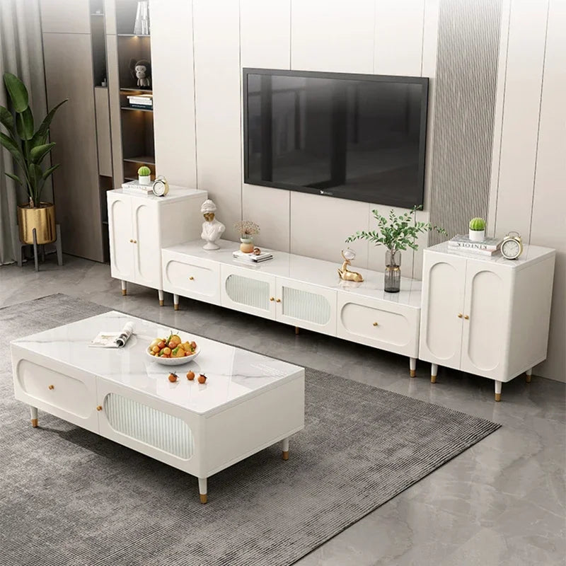 MMOOKA Simple Organizer Coffee Tables Designer White Storage Aesthetic Side Table Rectangle Minimalist Basse De Home Furniture