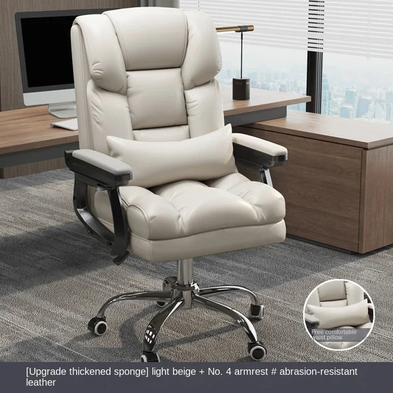 MMOOKA Rolling Leather Office Chairs Work Kneeling Gaming Nordic Office Chairs Comfy Arm Reading Chaise De Bureau Furnitures Wrx