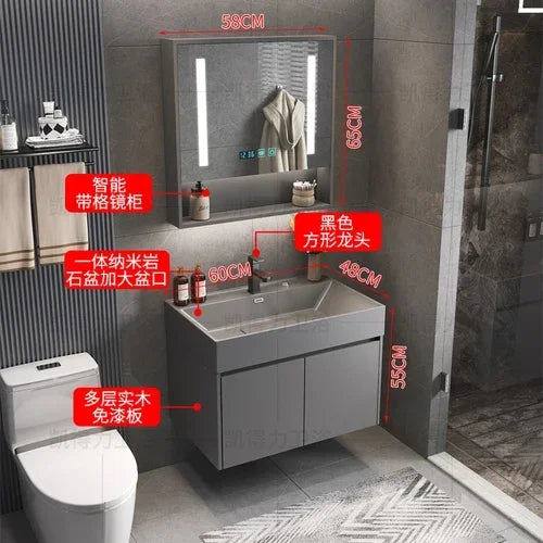 MMOOKA Multipurpose Narrow Bathroom Cabinets Makeup Organizer Makeup Bathroom Cabinets Mirror with Light Banheiro Furniture YX50BC