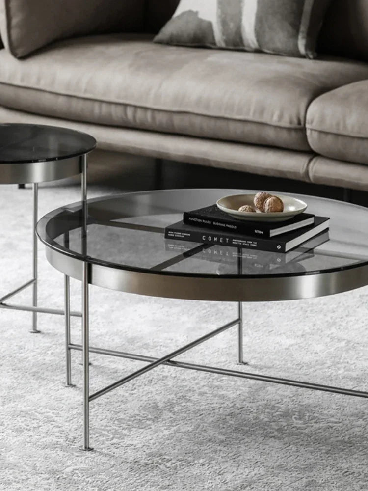 MMOOKA Nordic Black Glass Large Coffee Tables Minimalist Design Living Room Center Coffee Tables Transparent Storage Muebles Furniture