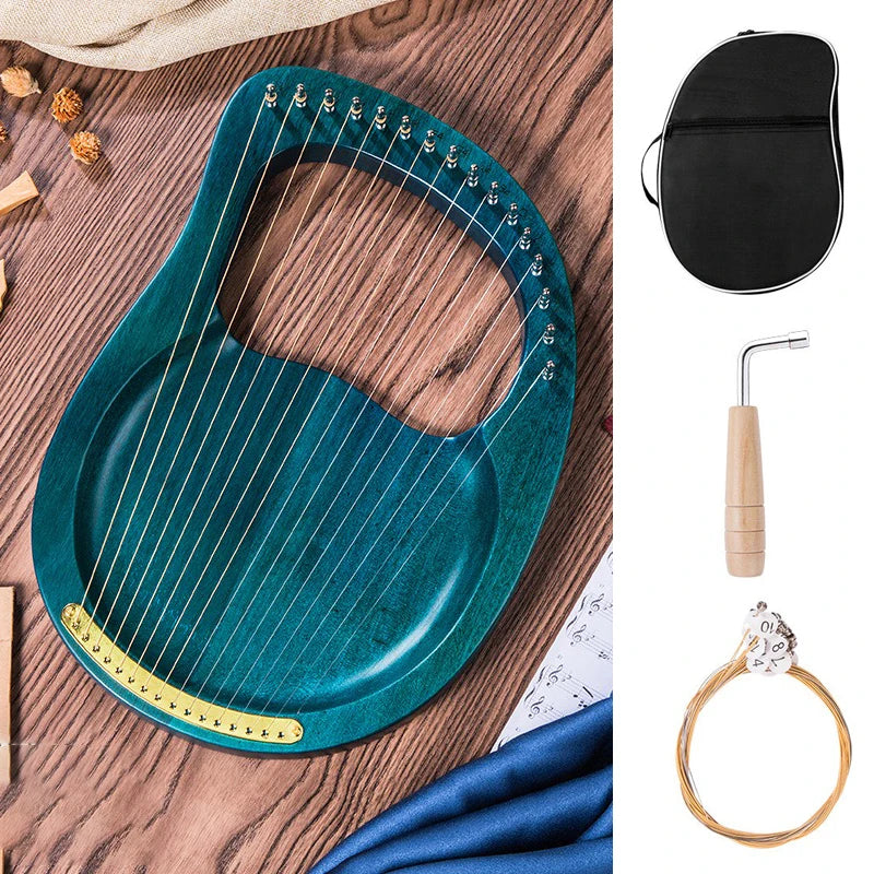 Portable Lyre Harp Professional Adult Beginners Harps Sound Therapy Mahogany Harp Traditional Small Stringed Musical Instruments