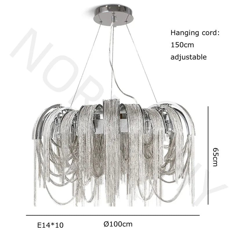 Modern Lustre Chrome Tassel Led Chandelier Lighting Living Dining Room Decor Led Chandeliers Lamp Loft Hanging Lights Luminaire