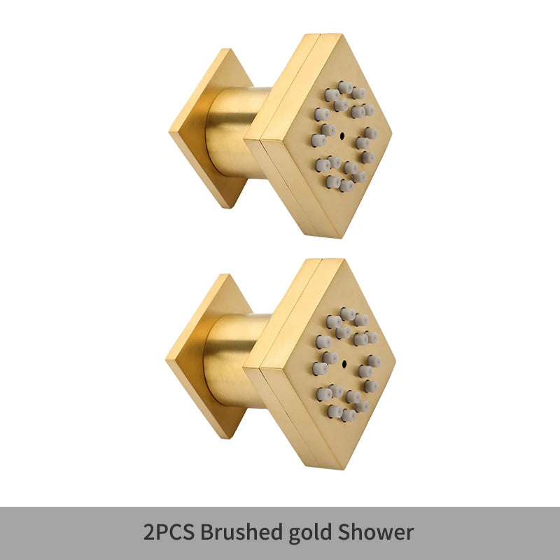 MMOOKA Black Square Body Rain Shower Spray Jets Bathroom Solid Brass Head Sprayer Set Saving Water Massage Jet System MMOOKA.COM