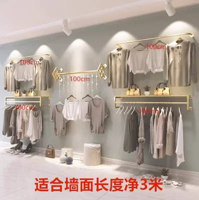 MMOOKA Wall mounted display racks for men and women's clothing in clothing stores, wall mounted shelves, combined hanging racks