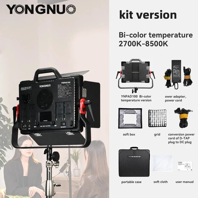 MMOOKA YONGNUO YNPAD/100 RGB Studio Video LED Panel Light with Full Color Reaches 100W for YouTube Tikok Photography Lighting