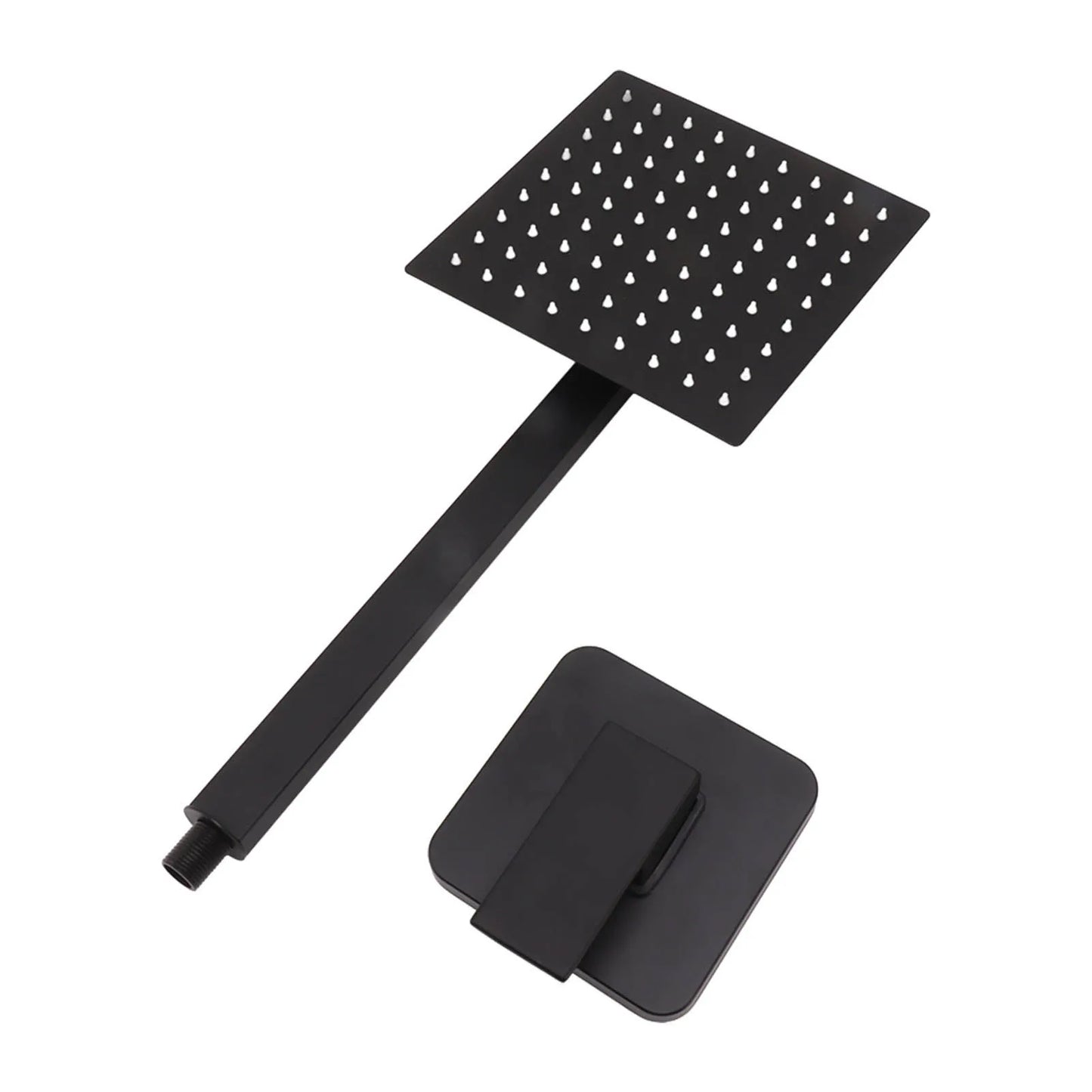 20x20cm Square Rain Shower Kit Single Handle in Wall Waterfall Shower Head Kit Black Bathroom Home Accessories