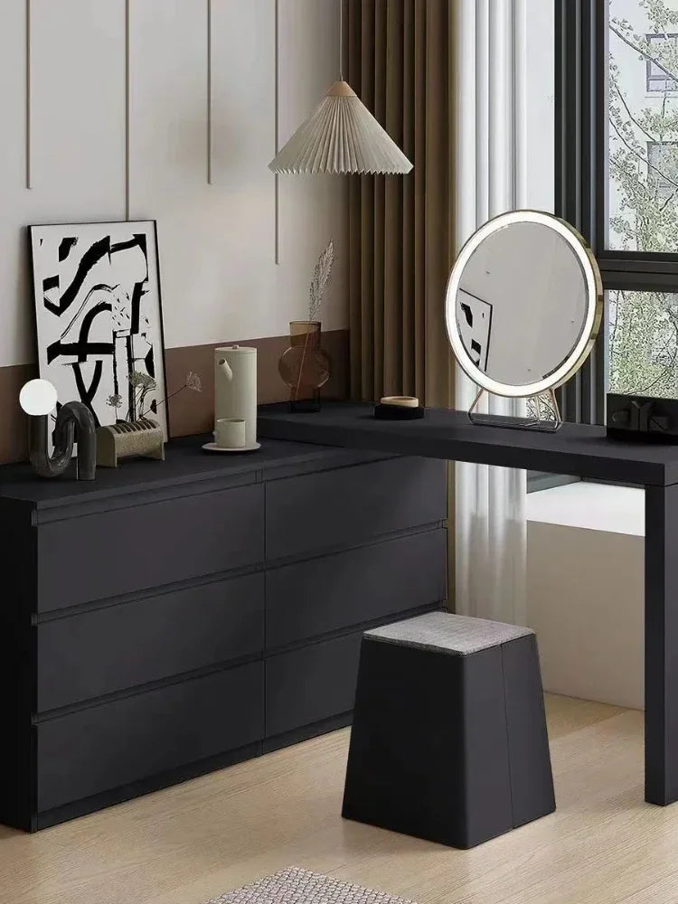 MMOOKA Cosmetic Modern Table Corner Dressing Table Bedroom Modern Minimalist Desk Vanity One Light Luxury Premium Six-drawer Cabinet
