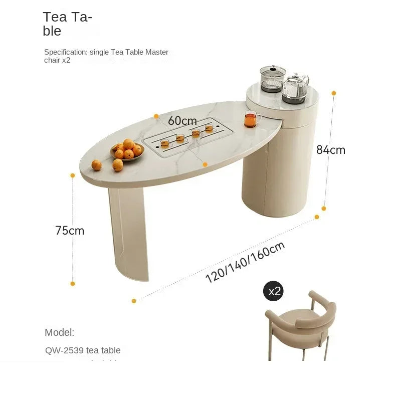MMOOKA Balcony Small Tea Table Stone Plate Light Luxury Tea Making Table Kung Fu Tea Table Modern