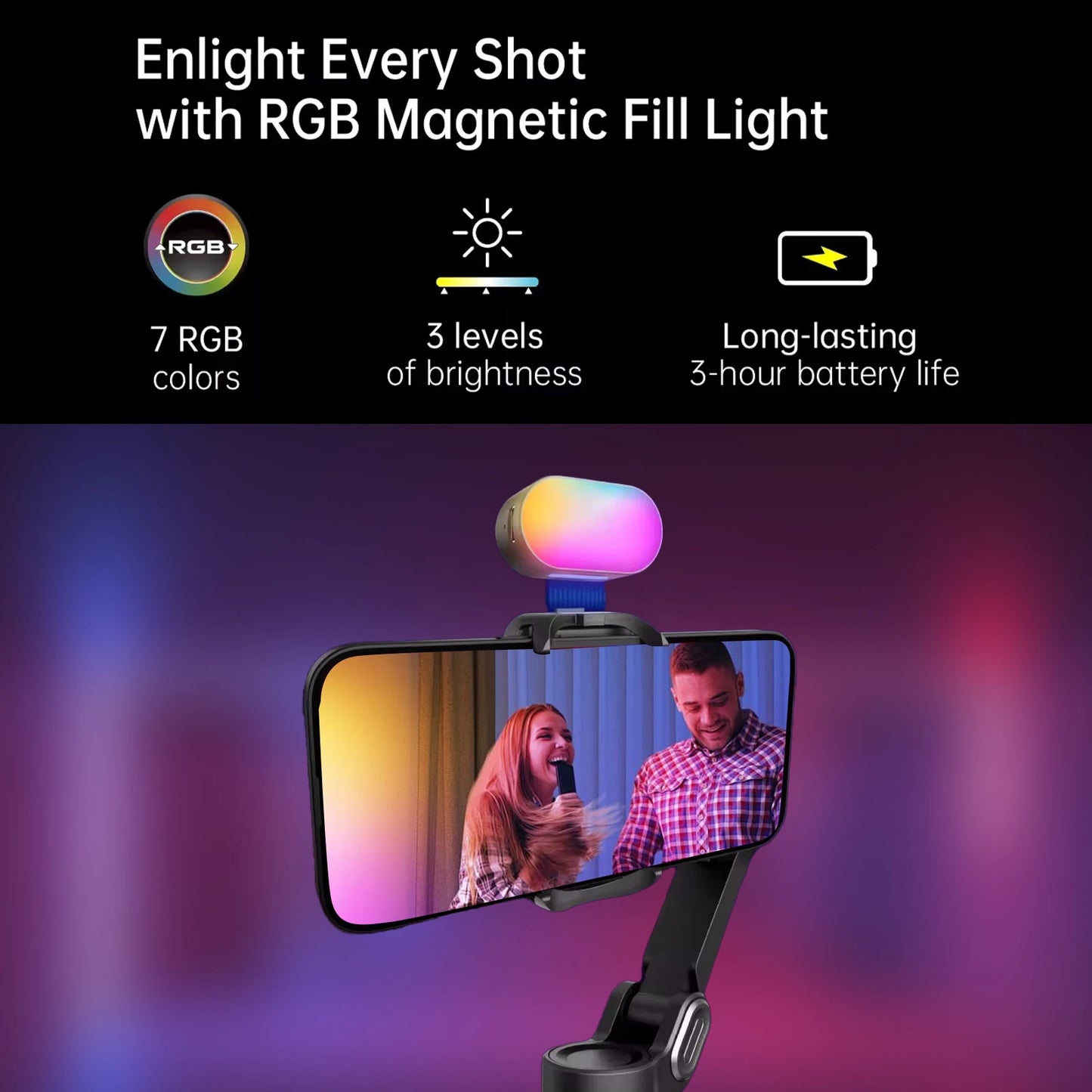 MMOOKA AOCHUAN Smart XE Kit Gimbal Stabilizer for Smartphone iPhone Video Recording Magnetic Fill Light 3-Axis Foldable Android Gimble