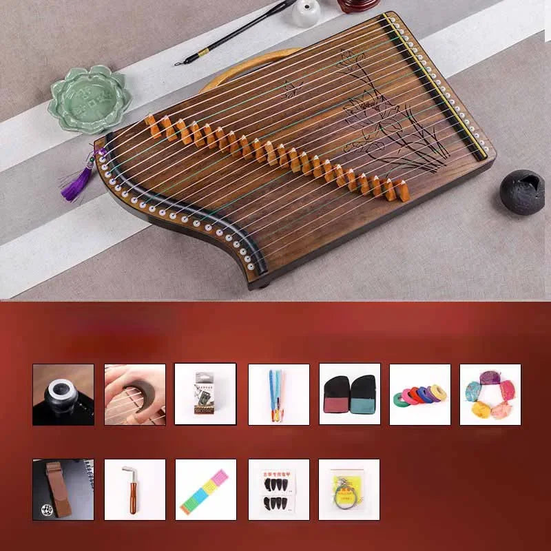 Mini Wooden Guzheng 21-strings Guzheng Professional Traditional Chinese Finger Pick Beginners Musical Instrument Accessories