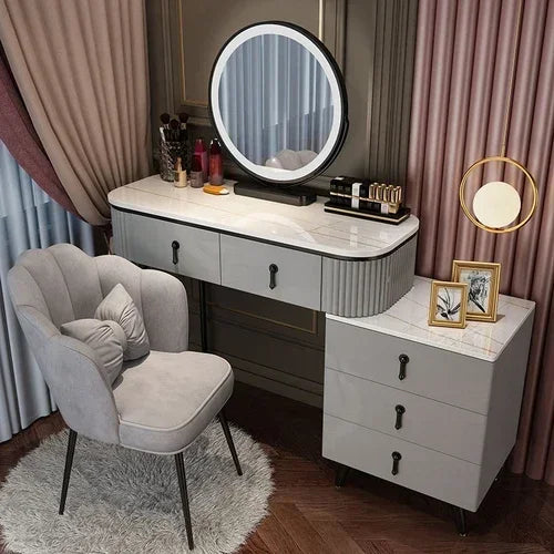 MMOOKA Nordic dressing table small apartment bedroom multi-functional modern minimalist light luxury paint makeup table dresser vanity