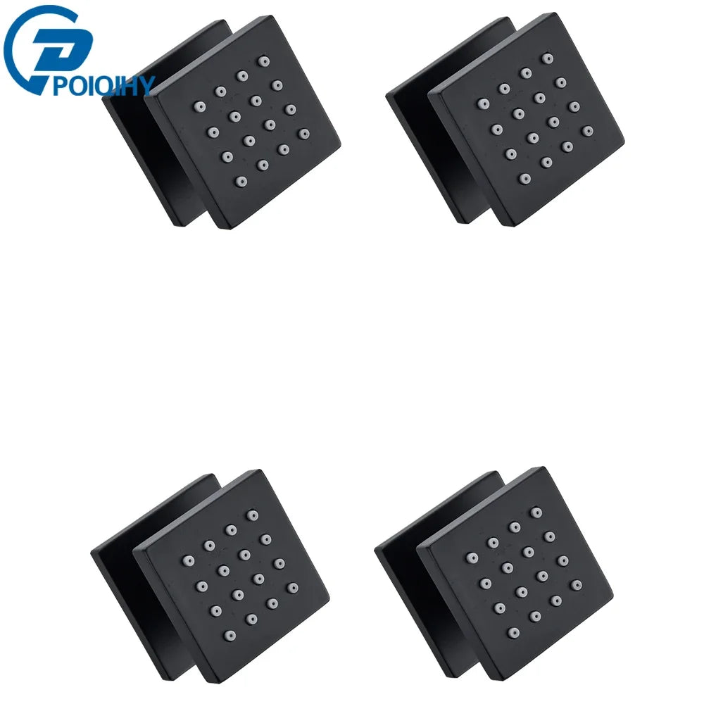 MMOOKA Chrome Black Brass Body Sprays Square Shower Spa Massage Body Jets Golden Concealed Shower Spray Head Faucet Accessory MMOOKA.COM