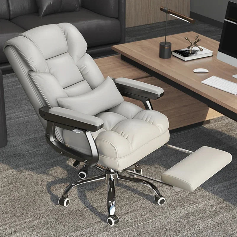MMOOKA Rolling Leather Office Chairs Work Kneeling Gaming Nordic Office Chairs Comfy Arm Reading Chaise De Bureau Furnitures Wrx