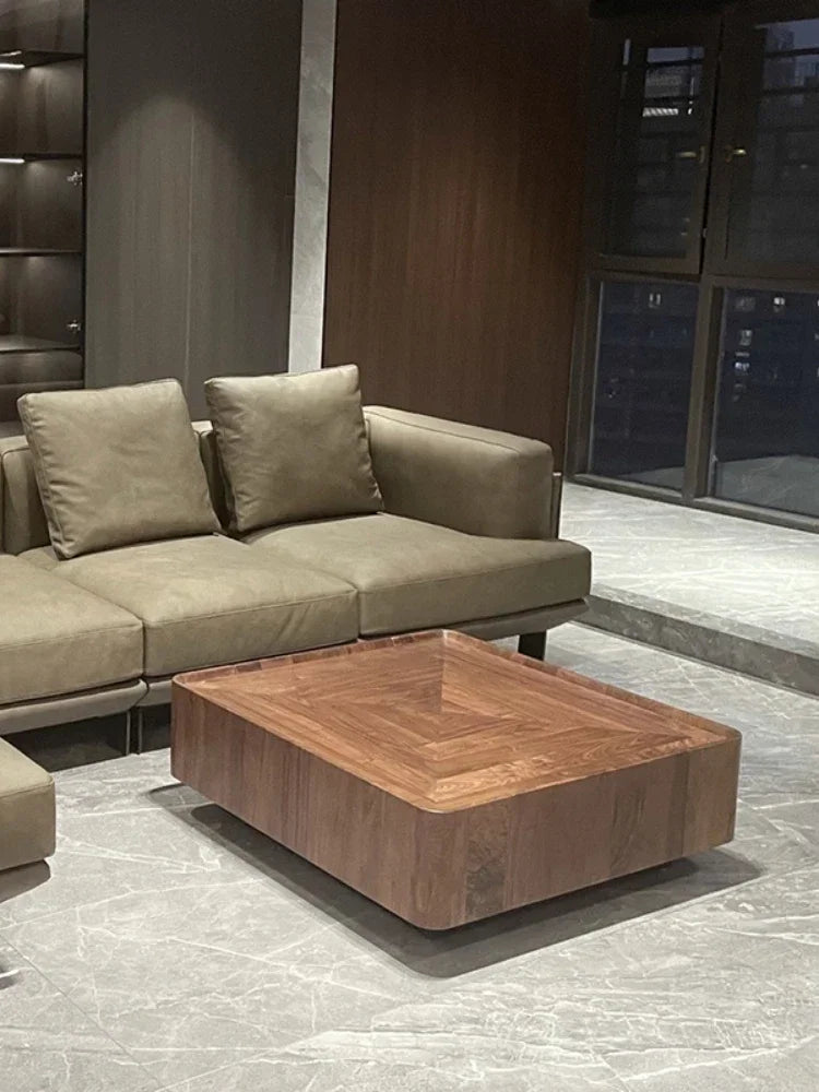 MMOOKA Italian Style Minimalist Square Designer Coffee Table Solid Wood Storage Living Room Luxury Modern Table Basse Home Furniture