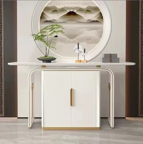 MMOOKA Light Luxury Modern Minimalist Marble Wall Entrance Cabinet Hotel Villa Corridor