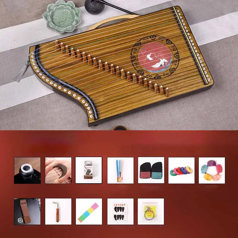 Mini Wooden Guzheng 21-strings Guzheng Professional Traditional Chinese Finger Pick Beginners Musical Instrument Accessories