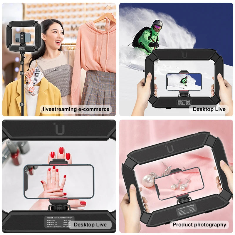 MMOOKA Ulanzi U200 U-200 Smartphone Video Rig LED Video Light 2 in 1 Ring Light Cold Shoe for Microphone Tiktok Youtube Live Rig Light