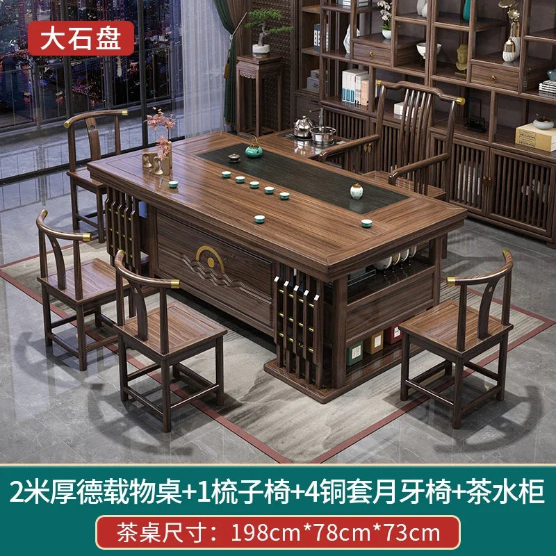 MMOOKA Solid Wood Table-Chair Set New Chinese Household One Table Five Chairs Kung Fu Tea Brewing Sets