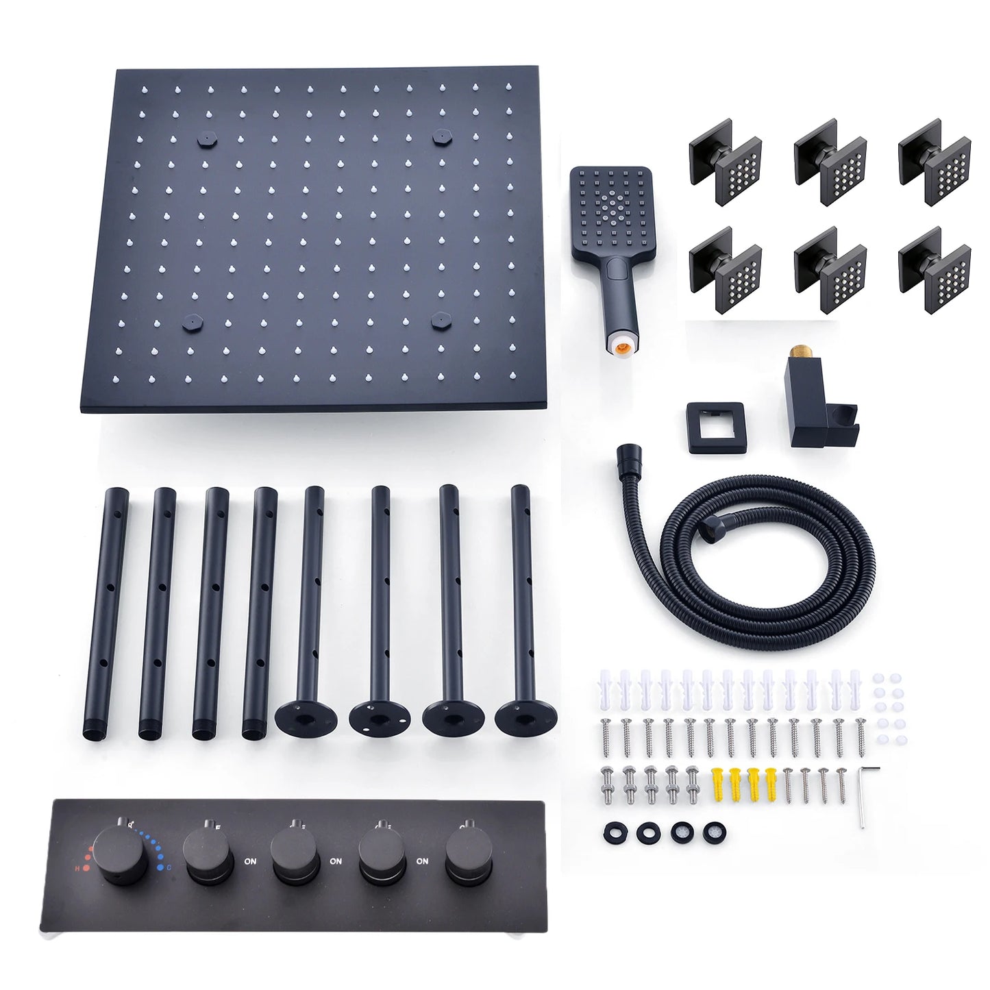 ANTNX 20inches 500mm Rainfall Spray Mist Shower Head Faucet Set Constant Temperature Valve Mixer Diverter Massage Wall Jets System ANTNX.COM