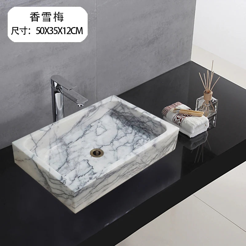 ANTNX Customizable light luxury natural marble basin integrated wash basin bathroom simple wall-mounted transparent wash basin ANTNX.COM