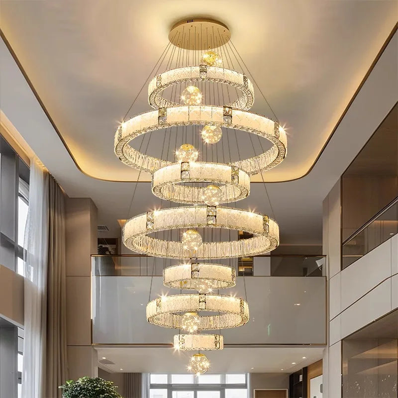 Modern home decoration crystal chandelier, stair Pendant lamp, living room Pendant lights, interior lighting