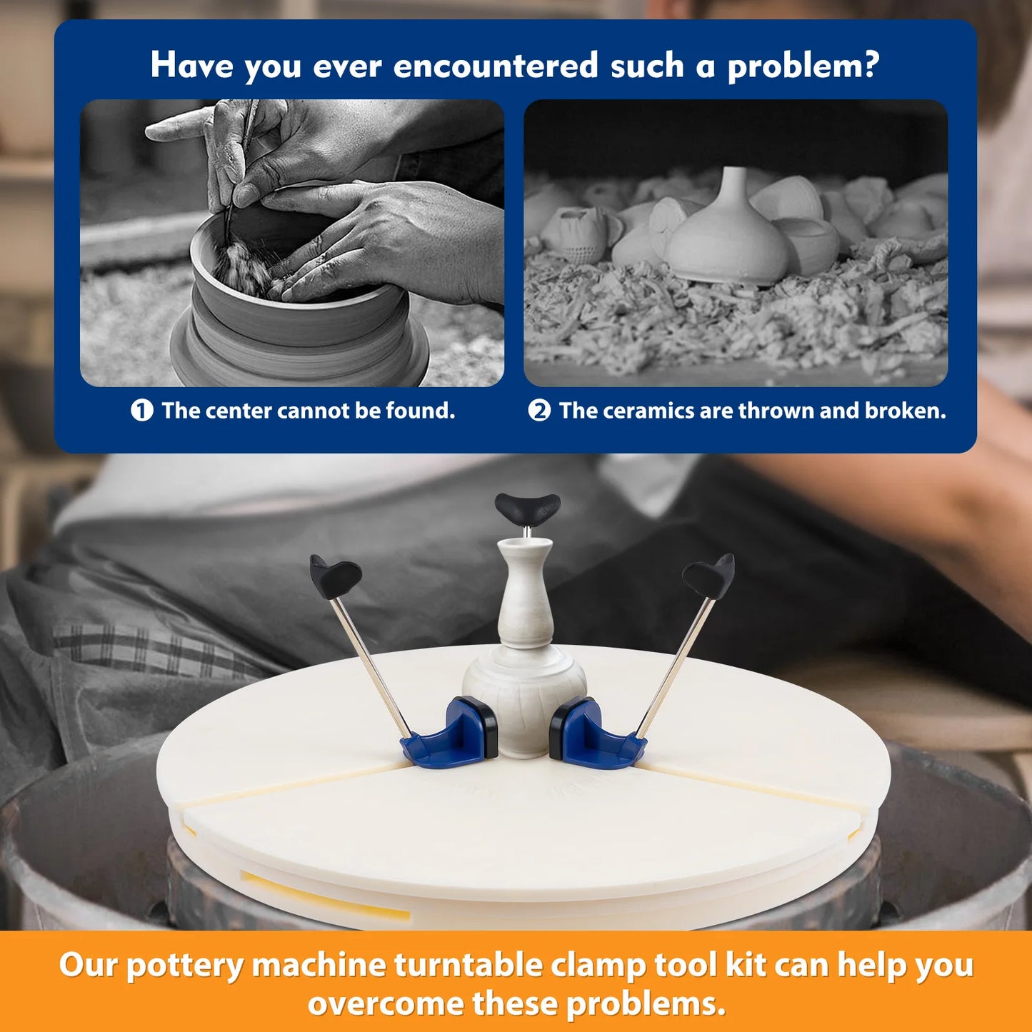 MMOOKA MMOOKA Portable Pottery Machine Turntable Clamp, Ceramic Pottery Trimming Turntable Tools Ceramic Art Repair Tools Automatic CenteringMMOOKA.COM
