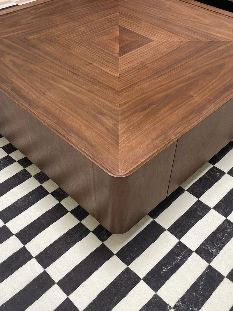 MMOOKA Italian Style Minimalist Square Designer Coffee Table Solid Wood Storage Living Room Luxury Modern Table Basse Home Furniture