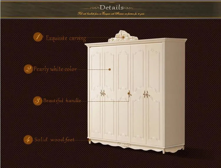 MMOOKA four door wardrobe modern European whole wardrobe French bedroom furniture wardrobe pfy10051