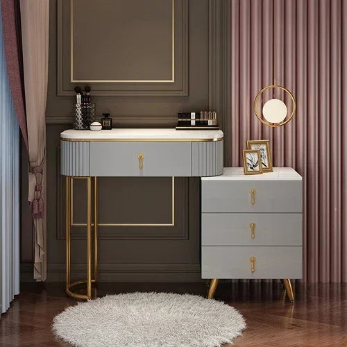 MMOOKA Nordic dressing table small apartment bedroom multi-functional modern minimalist light luxury paint makeup table dresser vanity